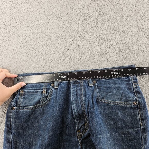 Levis 550‎ Shorts Womens 34 Blue Denim Relaxed Fit Cutoff Frayed Hem Casual - Picture 7 of 16